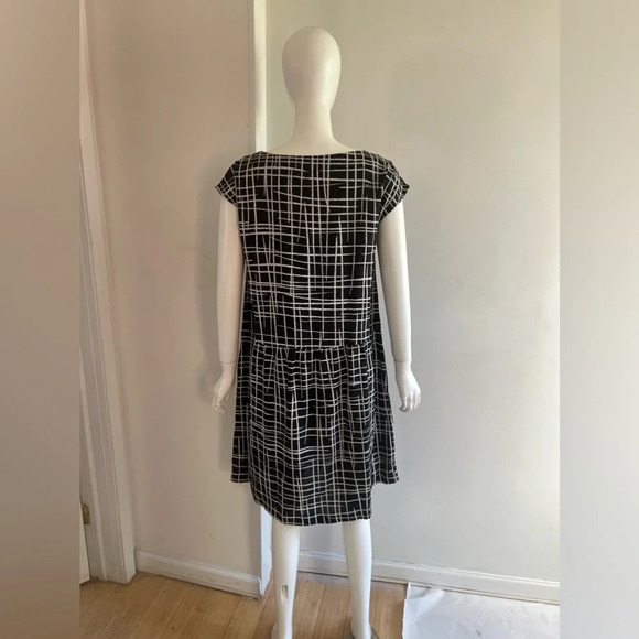 NEW! Marimekko A-Line Sleeveless Dress Flax Black White Size Eu 38 8 US - Picture 4 of 9